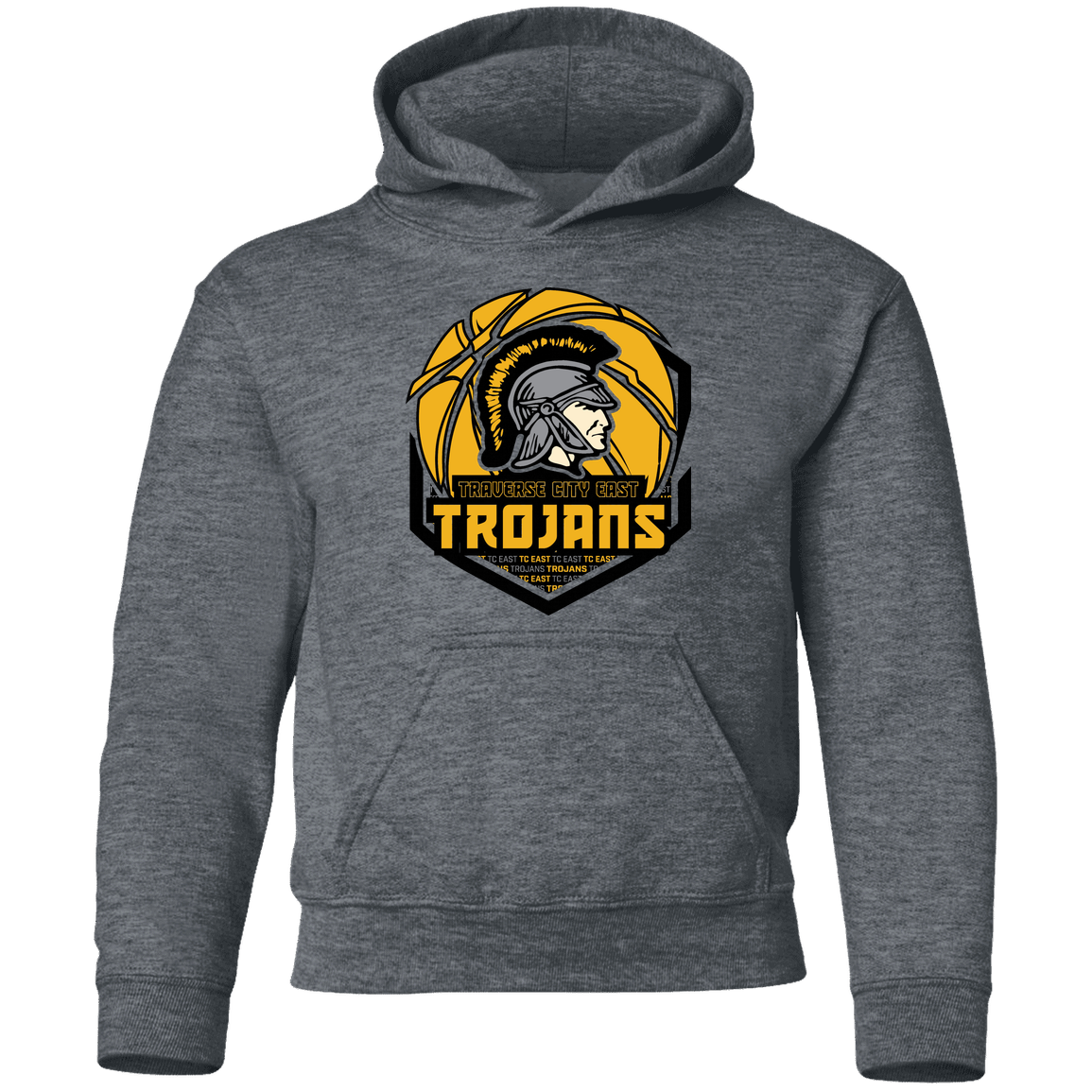 tc-trojans-trojans-team-apparel-gildan-youth-pullover-hoodie — Dark Heather — Front — source sha256 843a205de0059a175a1dc08af2eca479b220ce0933db6a5cdff9ebb9c8a51762 — Color position 4