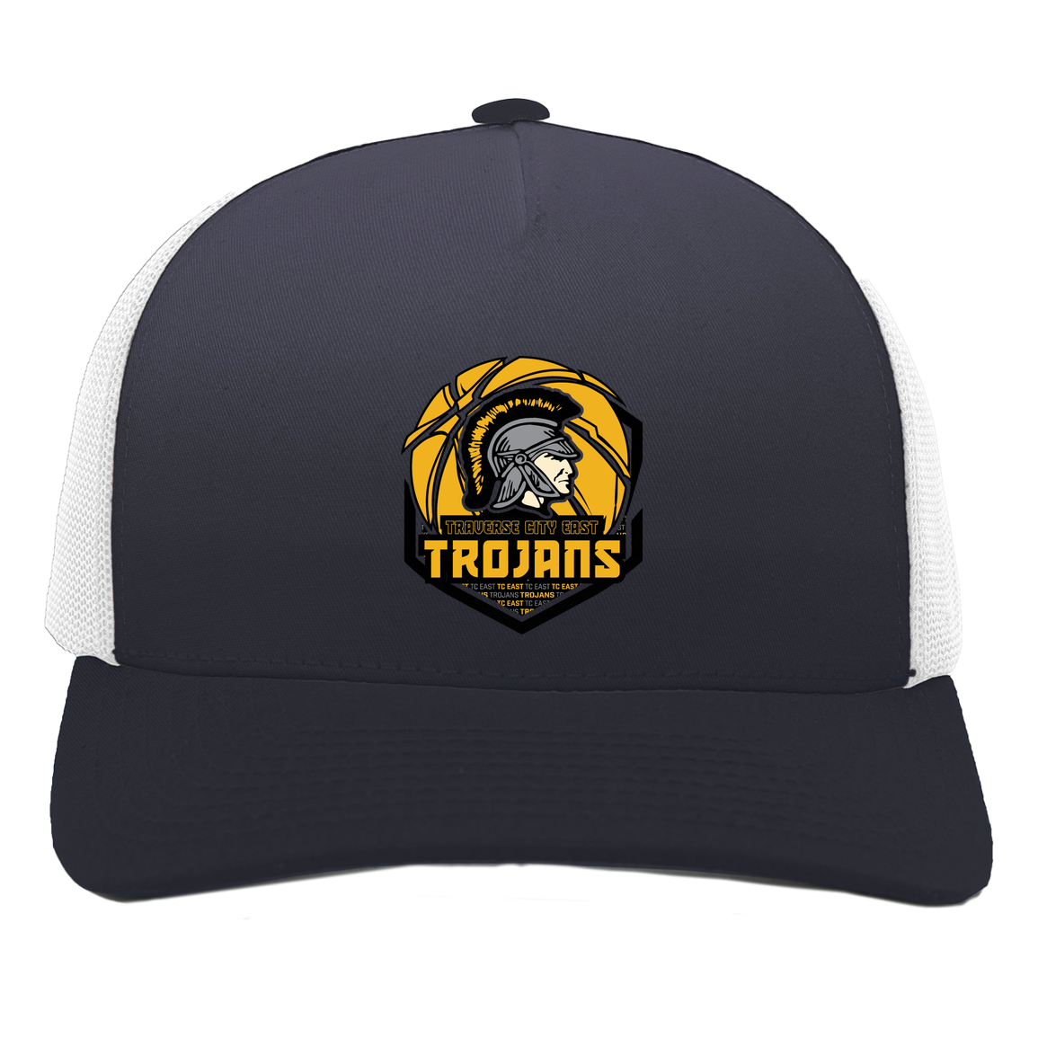 tc-trojans-trojans-team-apparel-pacific-headwear-5-panel-trucker-snapback-cap — Navy/White — Front — source sha256 867da9feb02a3ec6c8185fbcc4defc94bfc5c7177919630c97fc125a0b8967b1 — Color position 1