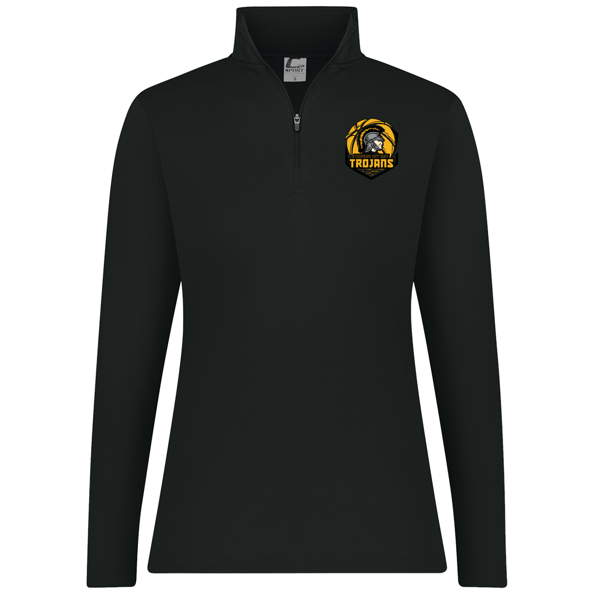 tc-trojans-trojans-team-apparel-c2-womens-1-4-zip-pullover — Black — Front — source sha256 b69cb86a66da950f03f8a8ef4cd4f584521cc61b31f2e3e76b7c6f767a2424b4 — Color position 1