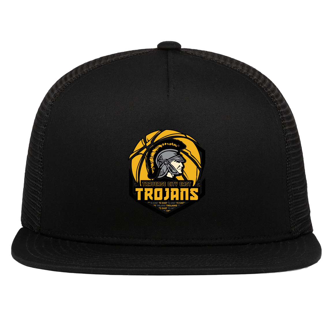 tc-trojans-trojans-team-apparel-pacific-headwear-d-series-5-panel-trucker-snapback-cap — Black — Front — source sha256 bc710851848df6056438a0f1442f168d91ca4945881b2a89d30cafa840ca9944 — Color position 1