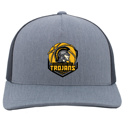 tc-trojans-trojans-team-apparel-pacific-headwear-5-panel-trucker-snapback-cap — Heather Grey/Light Charcoal — Front — source sha256 c504be97feefd4d10b549a7c5ac29662a734f39a85f0b07e4c6c48b8b18d6037 — Color position 2