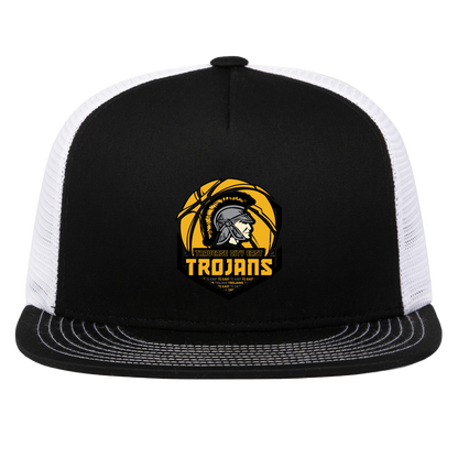 tc-trojans-trojans-team-apparel-pacific-headwear-d-series-5-panel-trucker-snapback-cap — Black/White — Front — source sha256 e4f1eb36b9d95493f07cfb5a08ec0a9b2cabce4c0c5359f77492a0dff52f180a — Color position 2