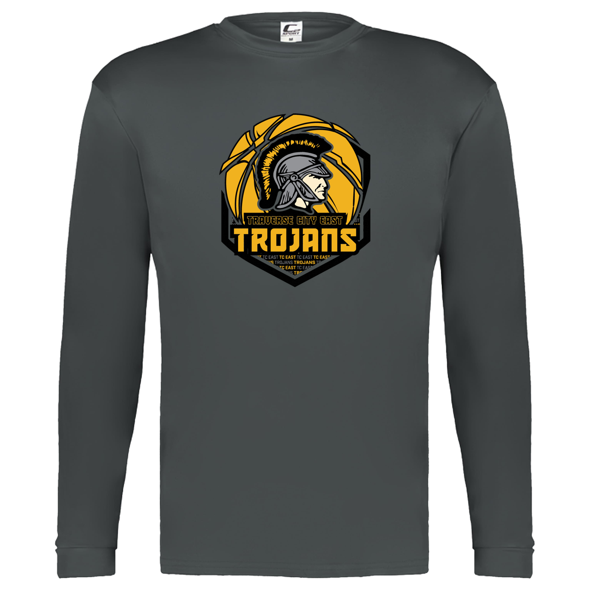 tc-trojans-trojans-team-apparel-c2-kids-performance-long-sleeve-tee — Graphite — Front — source sha256 ec51bfa42c70e9c4439b6abeb6f25b9dd0ee1c37310300944fbab265dac59665 — Color position 2