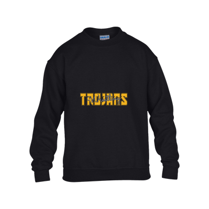 tc-trojans-varsity-script-gildan-kids-heavy-blend-fleece-crew — Black — Front — source sha256 06b83f629026fb0875a792f699190f302b1deb6b948518ba51ba02cf4e4f85ac — Color position 1
