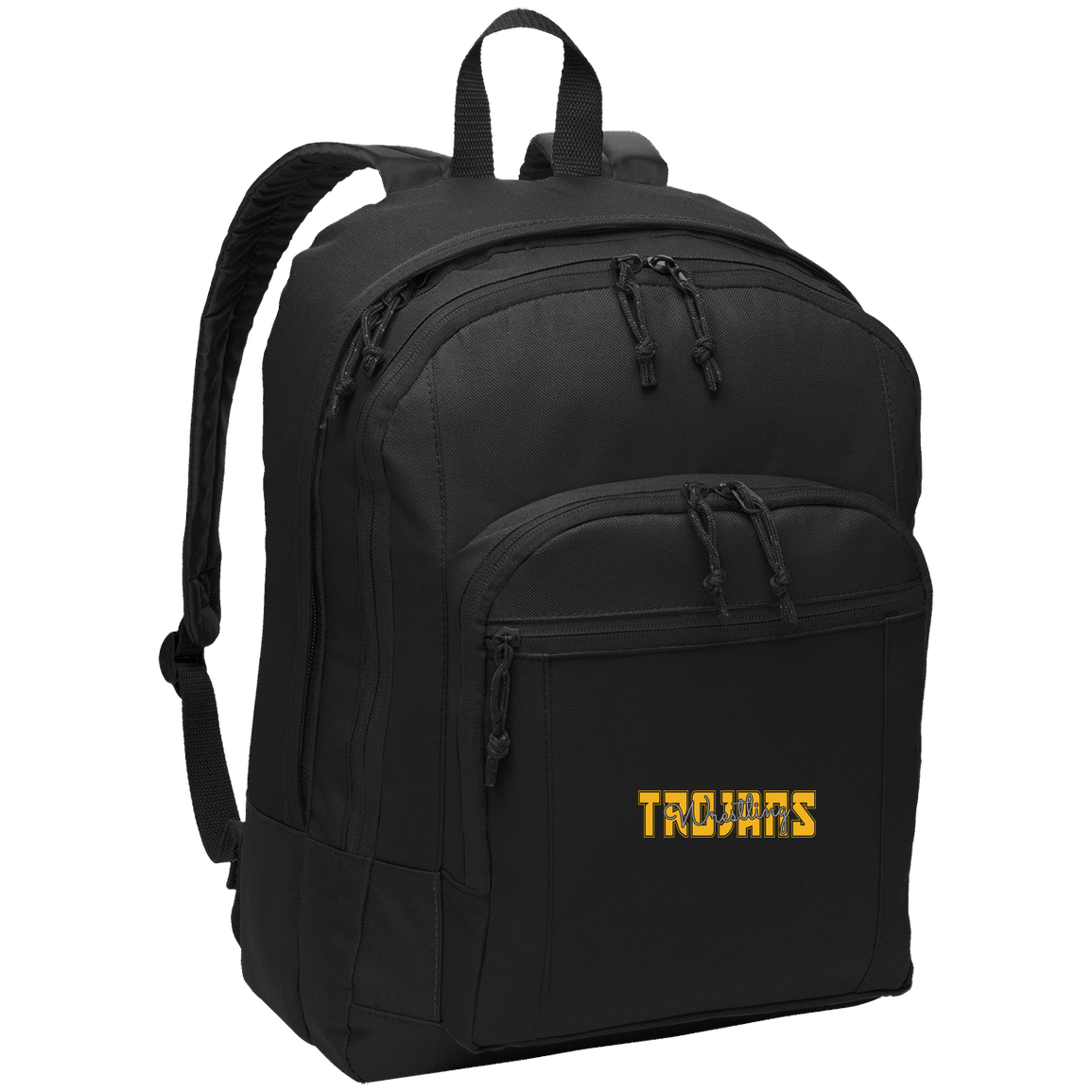tc-trojans-varsity-script-port-authority-basic-backpack — Black — Front — source sha256 333ac19e8b39ebe428dd8f6a51fb43de5471804db561dea7ddc9d4fcbb1c3ba9 — Color position 1