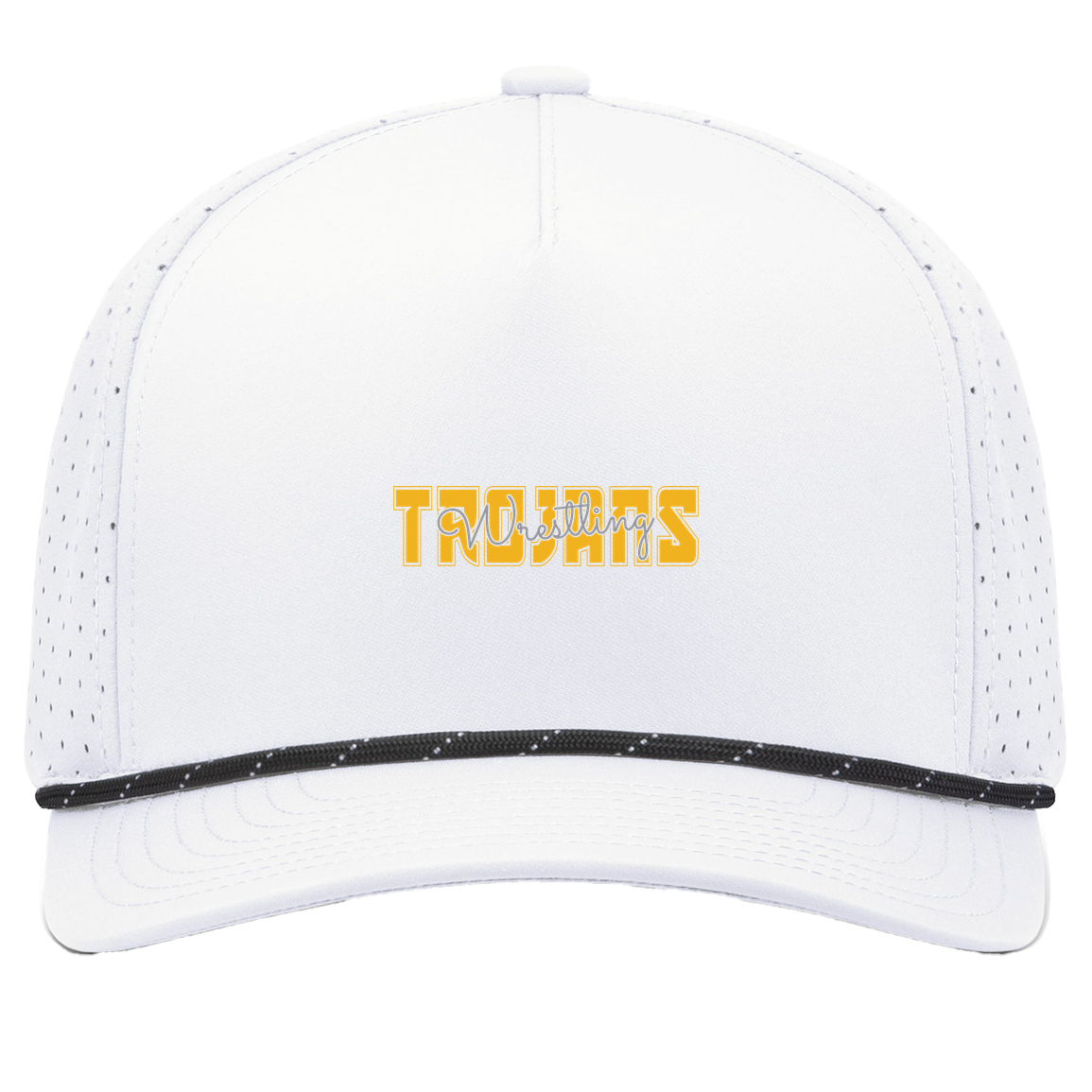 tc-trojans-varsity-script-pacific-headwear-weekender-perforated-snapback-cap — White/Black — Front — source sha256 3491830db1d6c99b78243df6e6c8373ee2658d5af61d5a7010c0f3075e7e5029 — Color position 7