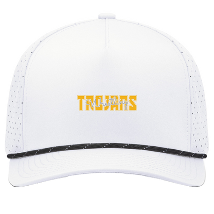 tc-trojans-varsity-script-pacific-headwear-weekender-perforated-snapback-cap — White/Black — Front — source sha256 3491830db1d6c99b78243df6e6c8373ee2658d5af61d5a7010c0f3075e7e5029 — Color position 7