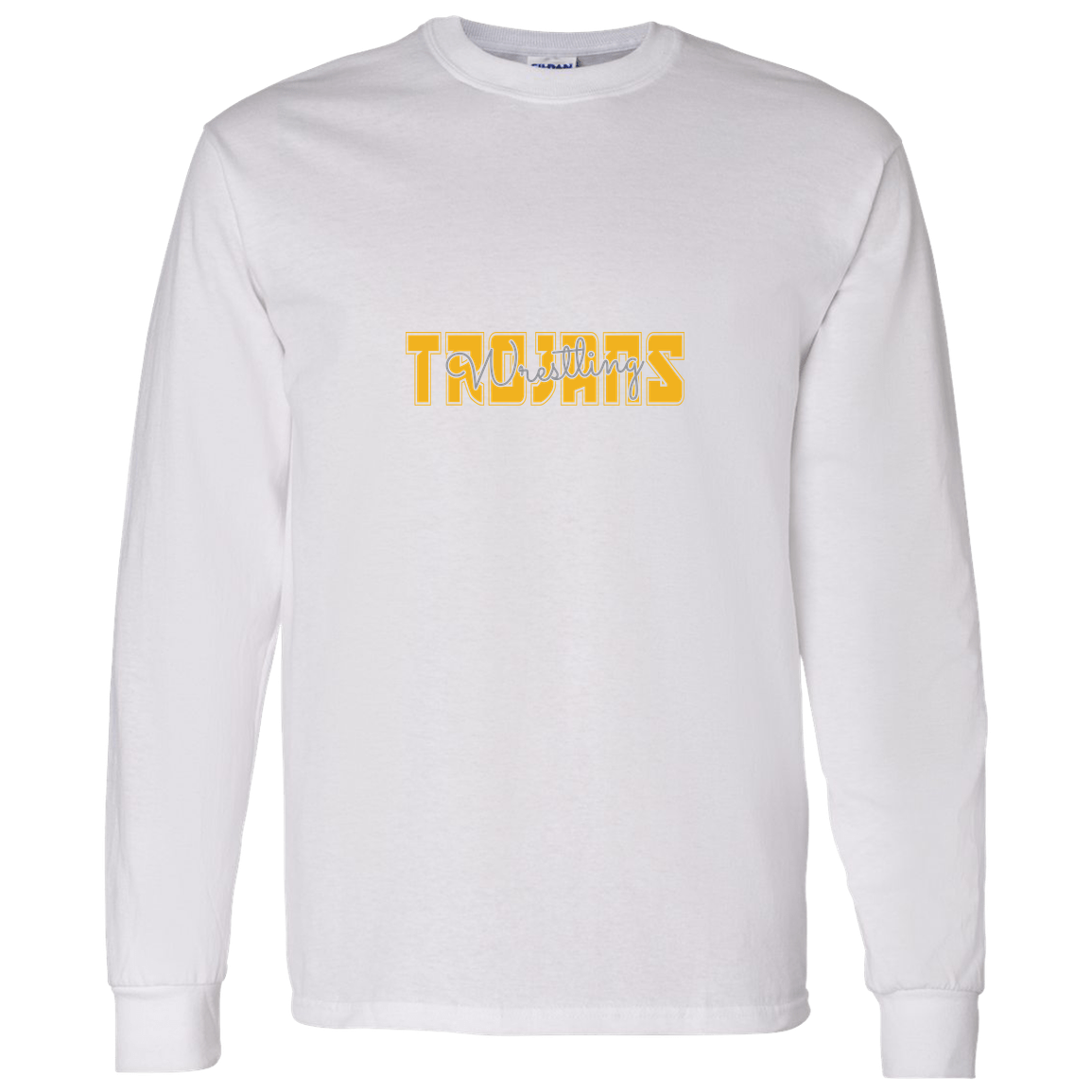 tc-trojans-varsity-script-gildan-ls-t-shirt-5-3-oz — White — Front — source sha256 35d0e8bc865a3964b5e74e8685409d4823cd43be852412a5cb297cccc5c25b8a — Color position 3