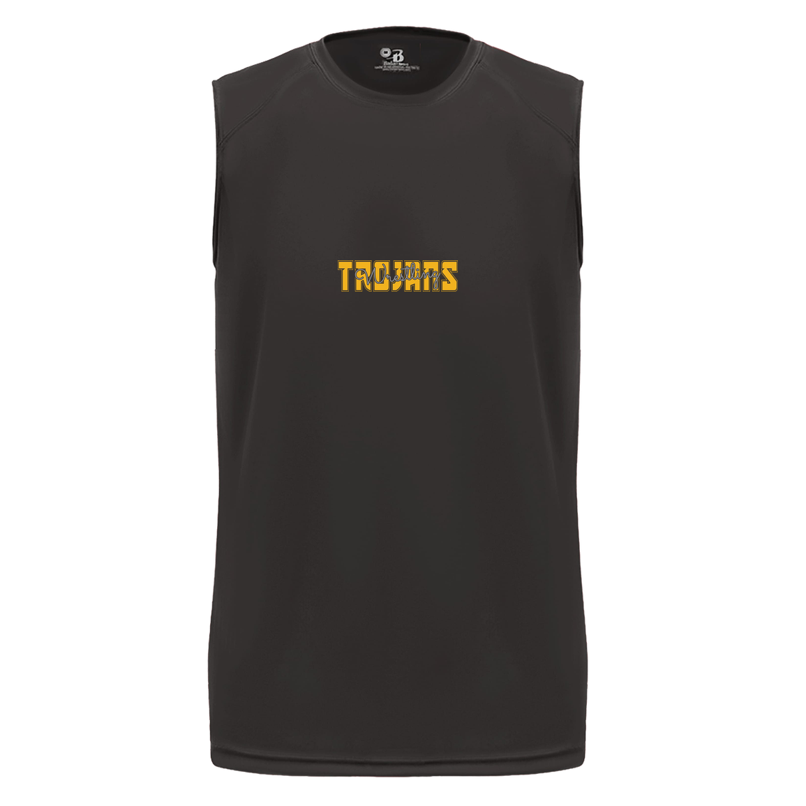 tc-trojans-varsity-script-badger-b-core-sleeveless-performance-tee — Black — Front — source sha256 38515d1796949db6194ccaa4b3b43429d8b1a802a63b5a0d6234f4d1cc0f5192 — Color position 1