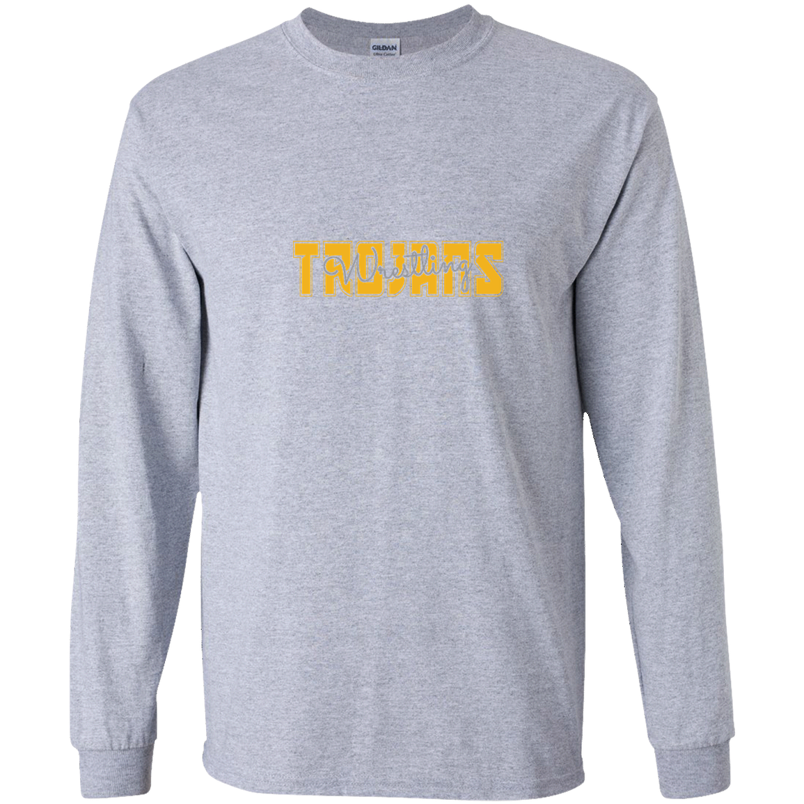 tc-trojans-varsity-script-gildan-youth-ls-t-shirt — Sport Grey — Front — source sha256 5229f9c9eafcbd05dfd5595fcb1a3034038e95e5d4202be4fd61321011b25924 — Color position 1