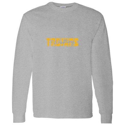 tc-trojans-varsity-script-gildan-ls-t-shirt-5-3-oz — Sport Grey — Front — source sha256 61aa3f99b93c1b8e2ff9c685cb01e548cc1126648019fff54cec2945a5553cc5 — Color position 5