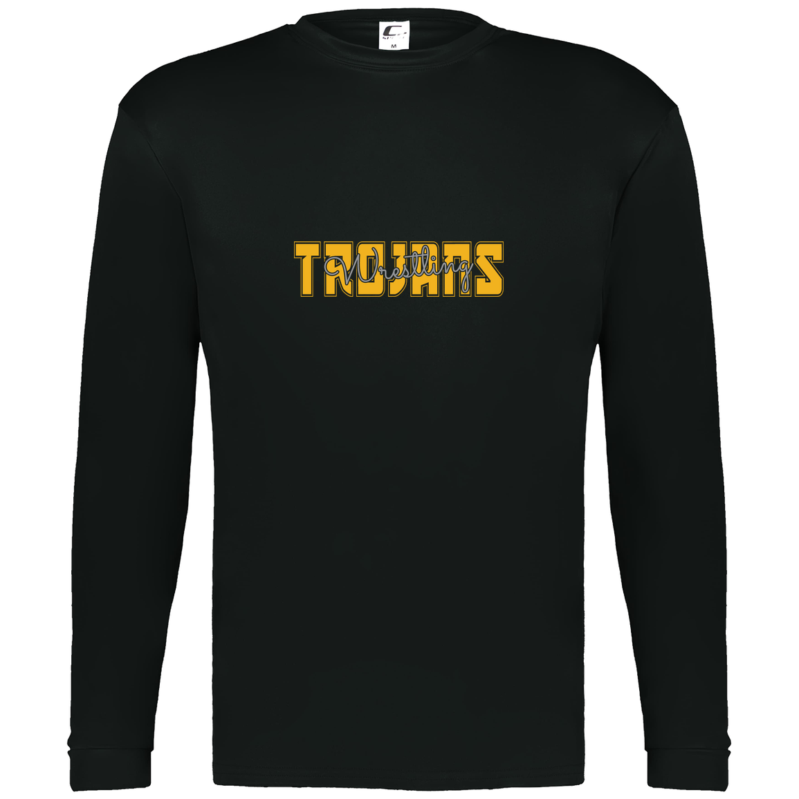 tc-trojans-varsity-script-c2-mens-performance-long-sleeve-tee — Black — Front — source sha256 7d7c99f10672c8fabed0ed11876c608487ff03deeee6ee3d15efbdf76be41a60 — Color position 1