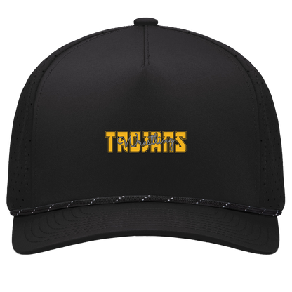 tc-trojans-varsity-script-pacific-headwear-weekender-perforated-snapback-cap — Black/Black — Front — source sha256 807ea957d5e1c494660dd86b9d3ec6c34138d85d03eb205ea418dca81bec5aa5 — Color position 1