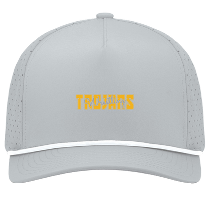 tc-trojans-varsity-script-pacific-headwear-weekender-perforated-snapback-cap — Silver/White — Front — source sha256 962289210396cbbe57508480fdc048c8b42a000a95e1c2d1f11ad20daa01fde1 — Color position 5