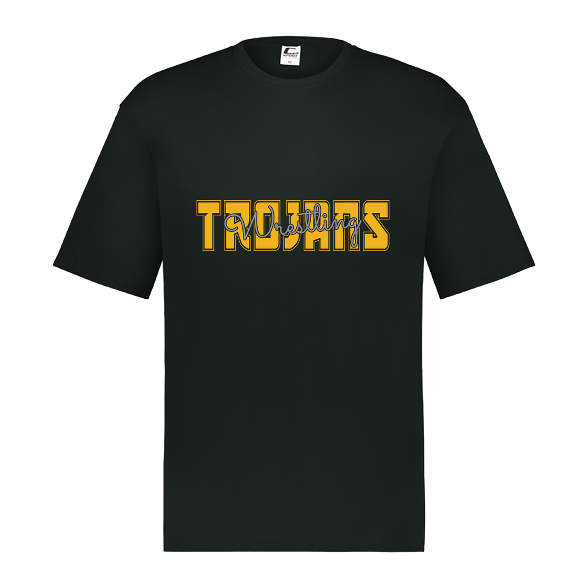 tc-trojans-varsity-script-c2-mens-performance-short-sleeve-tee — Black — Front — source sha256 a695d468a3ae504cae9e55c7c9d6600a9a9c9efc786a18db1212c59ef5c2686a — Color position 1