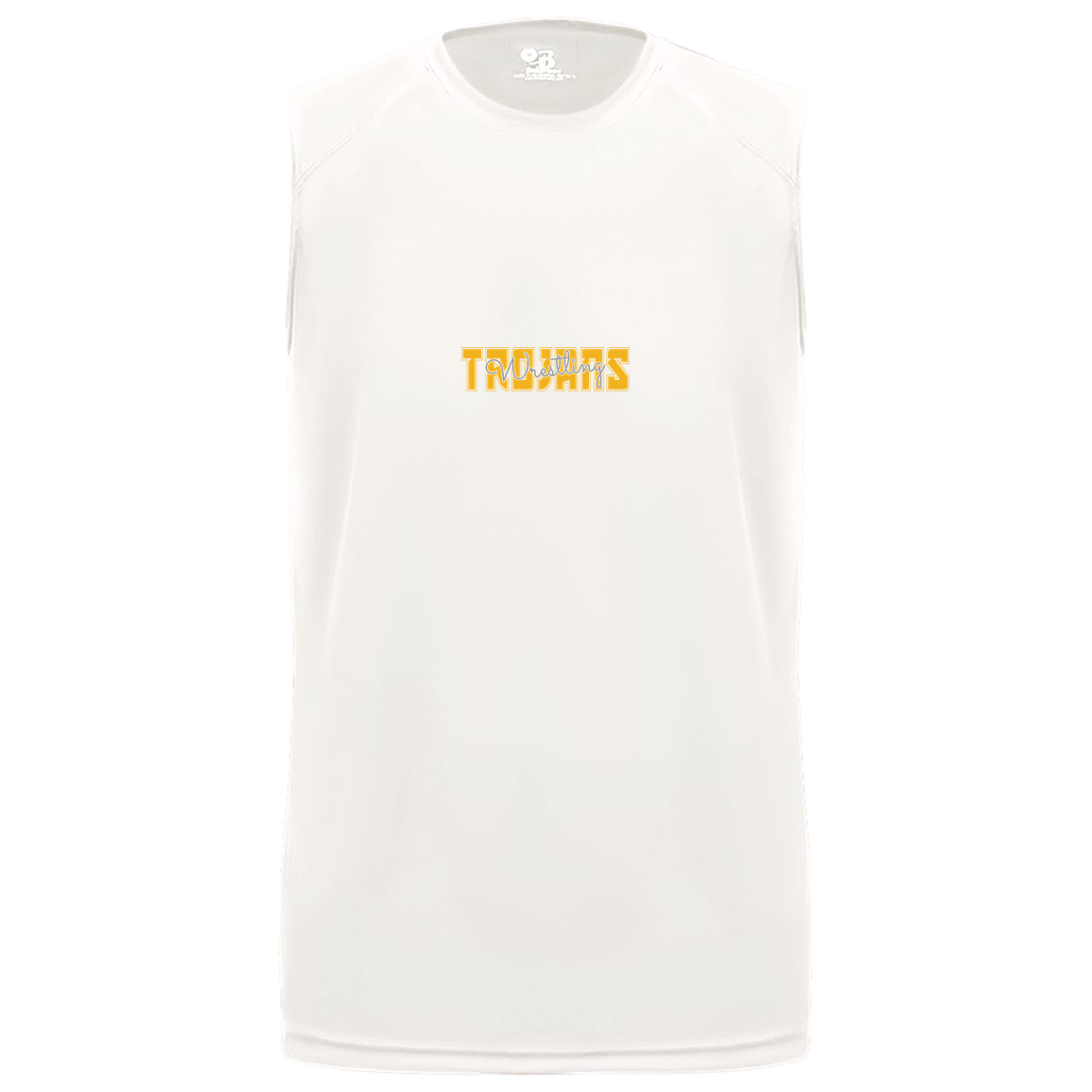 tc-trojans-varsity-script-badger-b-core-sleeveless-performance-tee — White — Front — source sha256 e1c61c7f47e7b4b26664884ae0b1d37a528cf2ab74ca3ff6e8ac594f6b07afb8 — Color position 4