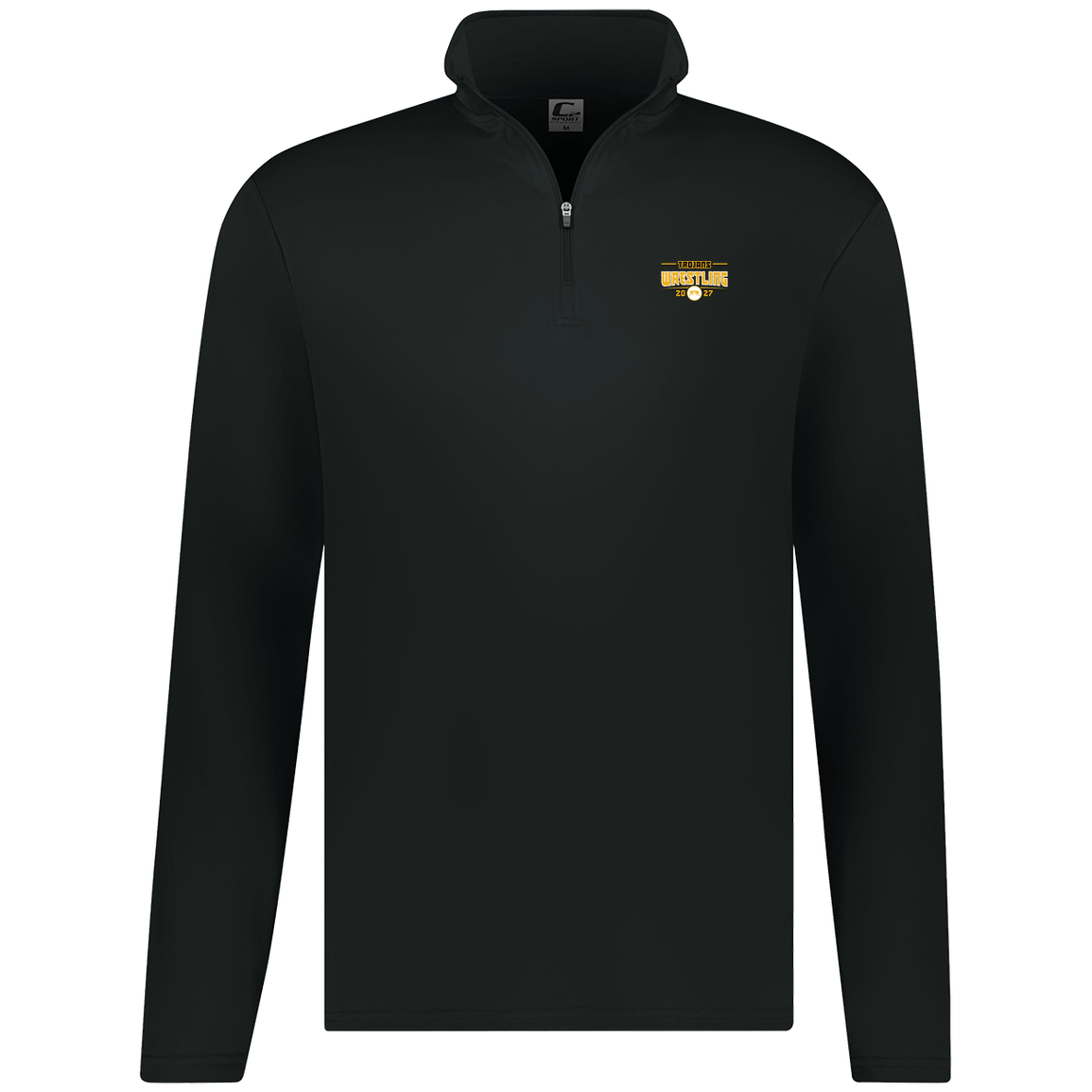 tc-trojans-varsity-takedown-c2-mens-1-4-zip-pullover — Black — Front — source sha256 6ca1a8bdc19cf0e9ed6e248d224c028a9b7d7aec320b3765a79dc8adfc629dcc — Color position 1