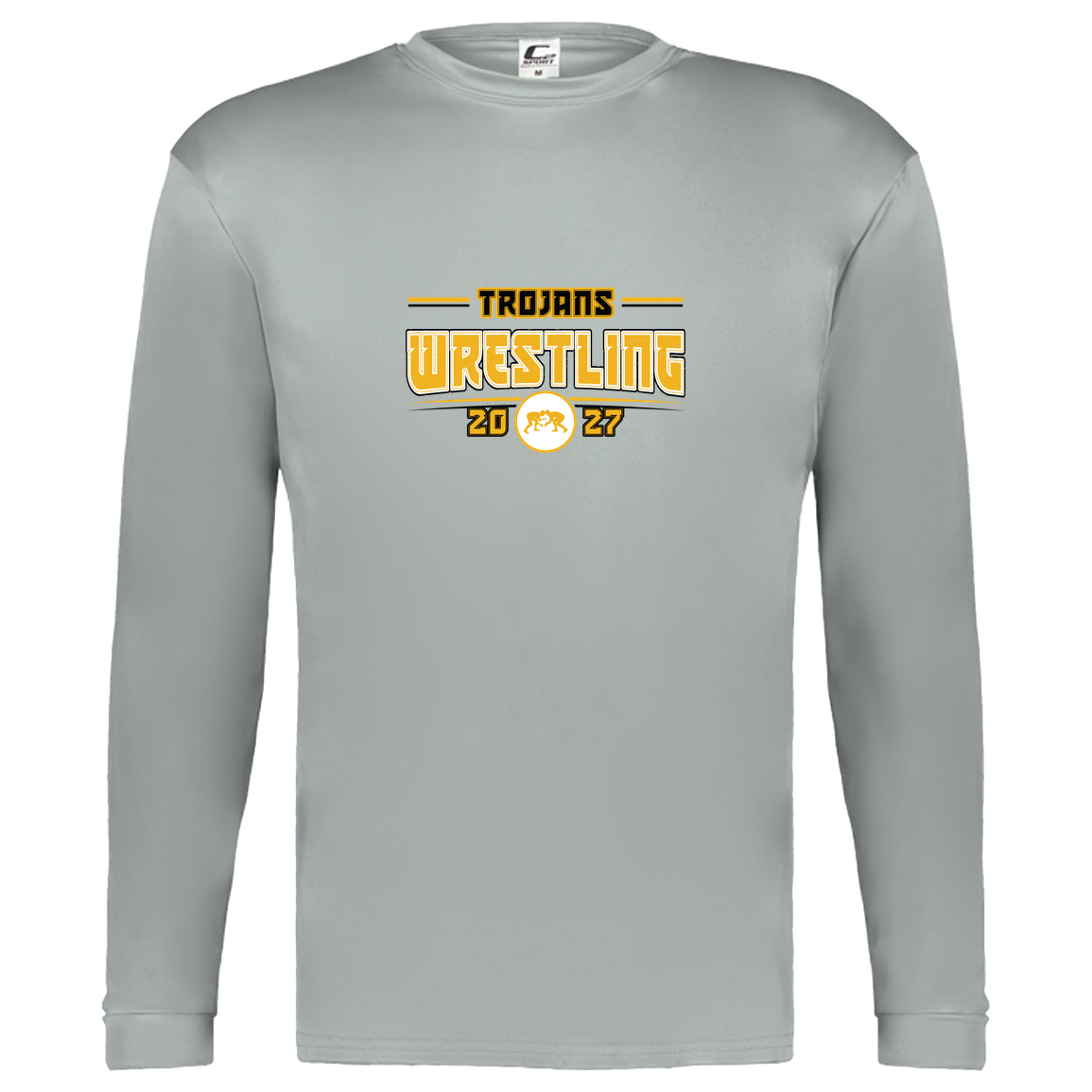 tc-trojans-varsity-takedown-c2-kids-performance-long-sleeve-tee — Silver — Front — source sha256 c116544bd3cc85488cf052847ff2b9139d5df2df6ab5d965438d93547472c90d — Color position 3