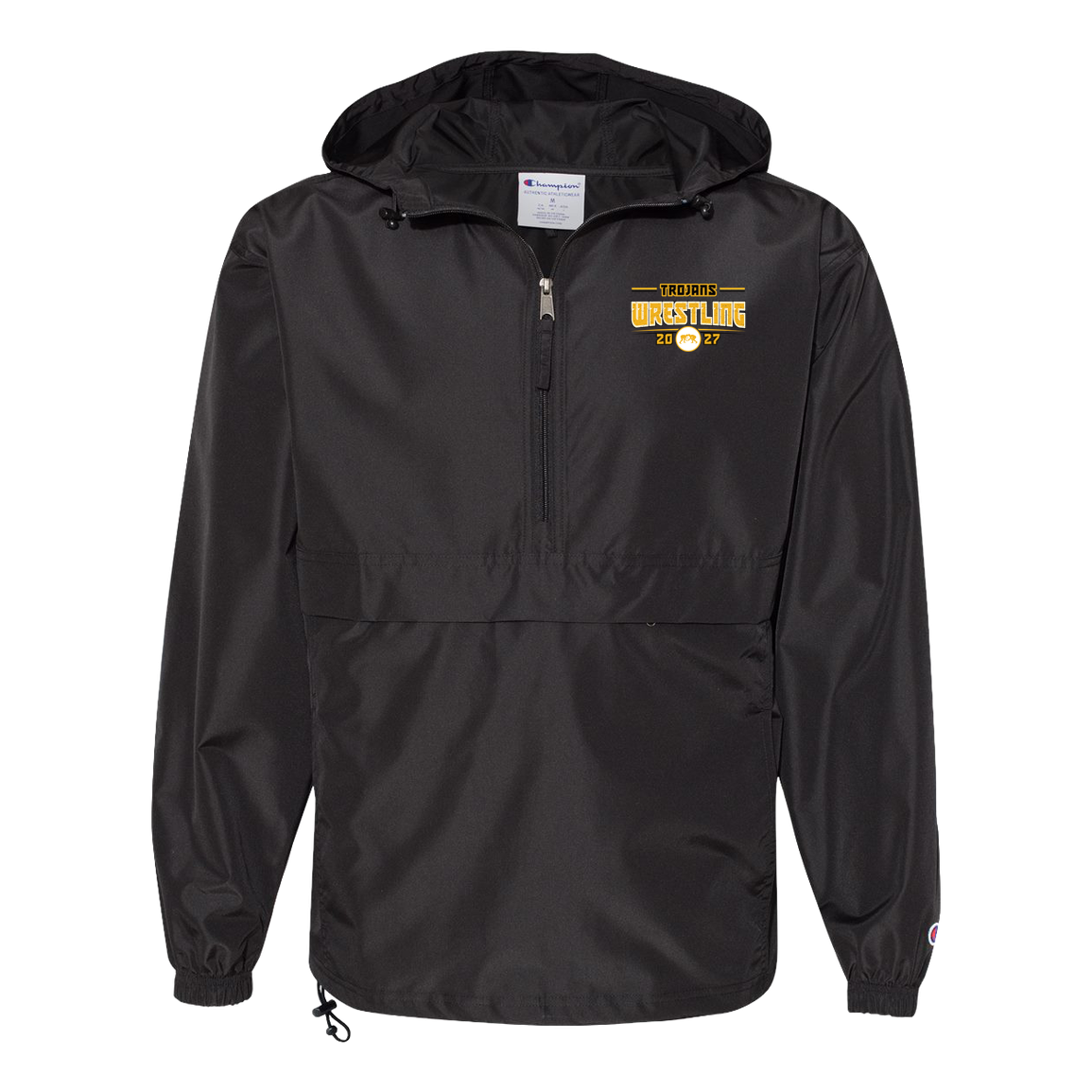 tc-trojans-varsity-takedown-champion-unisex-packable-anorak-jacket — Black — Front — source sha256 e4e1d95f8d00c7d0aec7990d4a5a4d397a924d6736fbfe72b1f45f9ad37aec88 — Color position 1