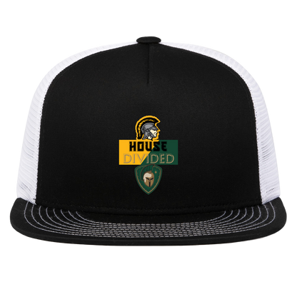 tc-united-house-divided-pacific-headwear-d-series-5-panel-trucker-snapback-cap — Black/White — Front — source sha256 1b2ac6d2594e197fbb7c9843e60506c8039dd74fb5ba99f5b2ff64ba2577941e — Color position 2