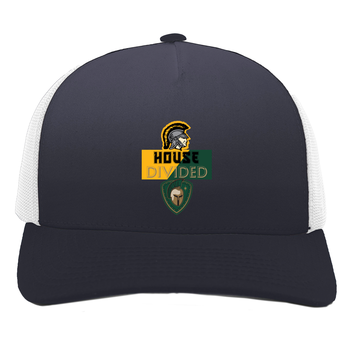 tc-united-house-divided-pacific-headwear-5-panel-trucker-snapback-cap — Navy/White — Front — source sha256 3c42954f2b4128b192b0340171c775af7aa247f86588adfc0cb24cecfc76527f — Color position 1