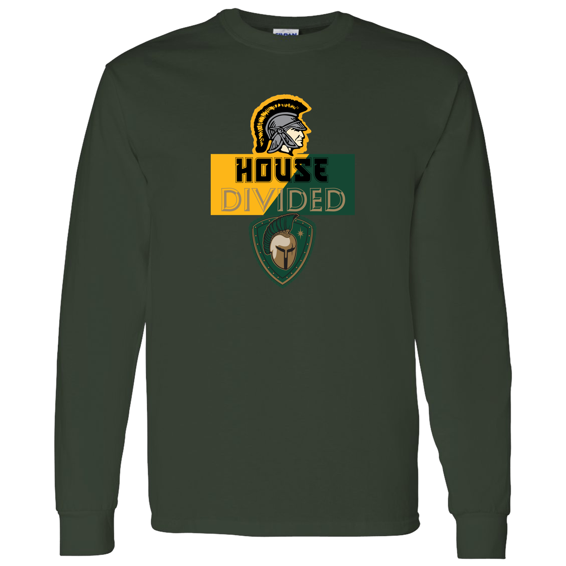 tc-united-house-divided-gildan-ls-t-shirt-5-3-oz — Forest Green — Front — source sha256 551e0b0c272b1d52773428e966061ee82a7a4ff2f93f3f7d19d63171874c56de — Color position 7
