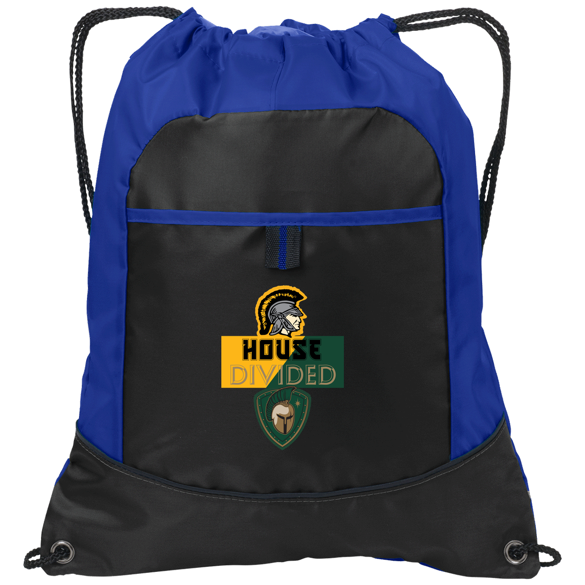 tc-united-house-divided-port-authority-pocket-cinch-pack — Black/Hyper Blue — Front — source sha256 774bbe6b16ec82080a4ac1012983a1cac2c4bf616fceadee035432b80c09613a — Color position 1