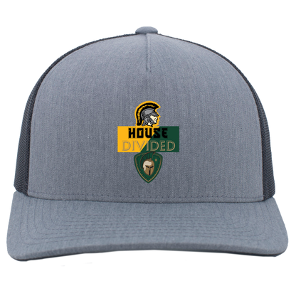 tc-united-house-divided-pacific-headwear-5-panel-trucker-snapback-cap — Heather Grey/Light Charcoal — Front — source sha256 7aa47a9cdd47bd7e47ef301adb85e62a083792a5db15734f5064ac87db6749d7 — Color position 2