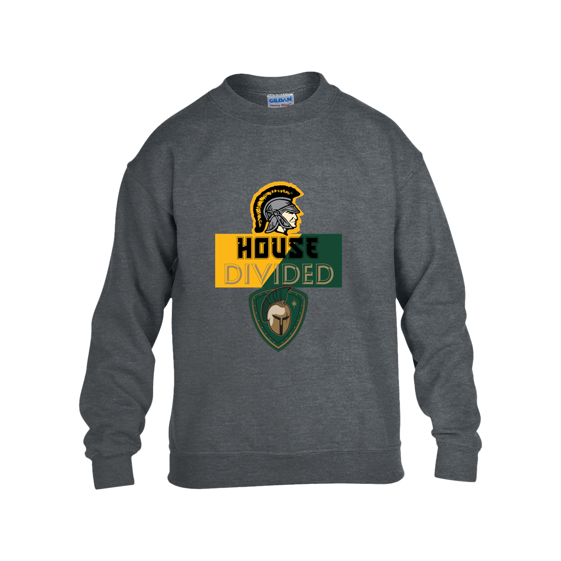 tc-united-house-divided-gildan-kids-heavy-blend-fleece-crew — Dark Heather — Front — source sha256 820713928ae441e5c2e45739e3c8980bc49857dd8f6ebd5b48604e333728c737 — Color position 2