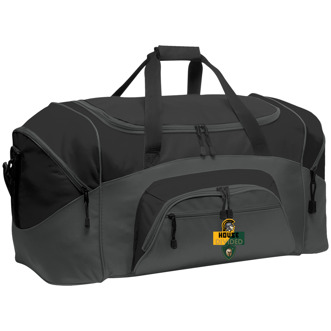 tc-united-house-divided-port-company-sport-duffel — Dark Charcoal/Black — Front — source sha256 8954f3336c8e6ff6fd8d83bb160d6fbb9987b9ef048c0b9019e75163017272ab — Color position 2