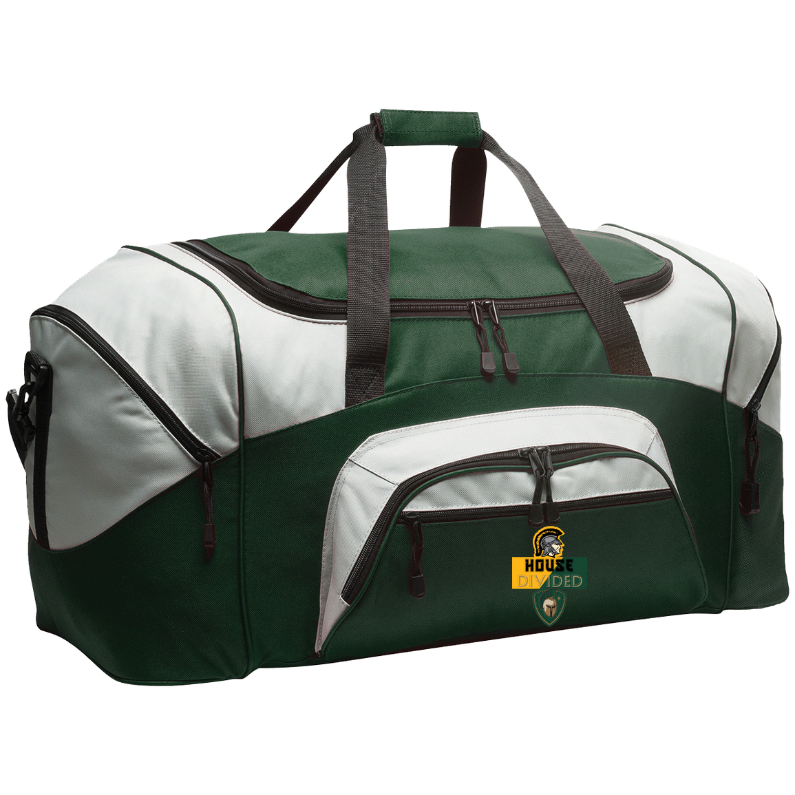 tc-united-house-divided-port-company-sport-duffel — Hunter Green/Gray — Front — source sha256 9259548c21b60365e696b2f94b32c34fadfe4dbe70cf6865707d3a1bf1851847 — Color position 4