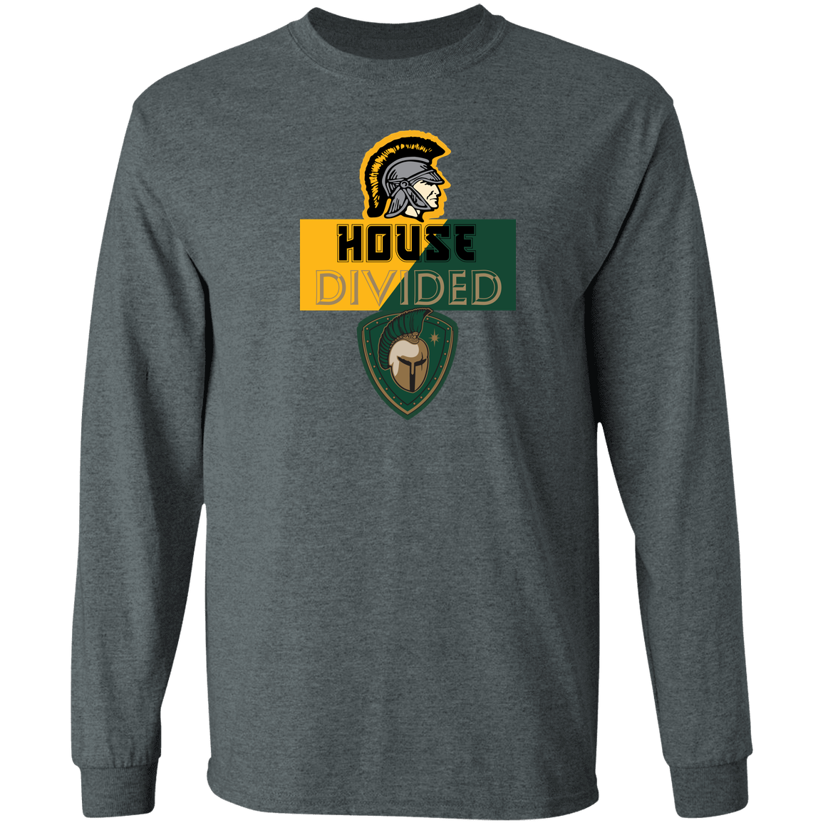tc-united-house-divided-gildan-ls-t-shirt-5-3-oz — Dark Heather — Front — source sha256 957931853921d1ae7c656ffc0a840711eab6ac0f435e90f851c13b3ddb20ef30 — Color position 2