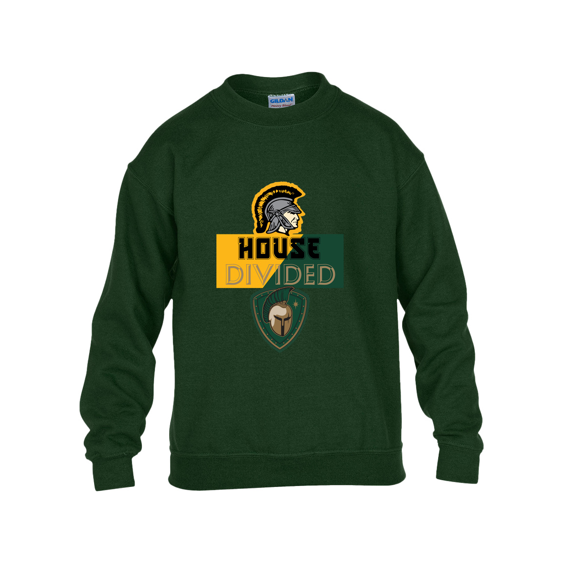tc-united-house-divided-gildan-kids-heavy-blend-fleece-crew — Forest Green — Front — source sha256 d67293a4748c17c11dd0f760017c5063484766a5d44e547f0f2a91768fc00182 — Color position 5
