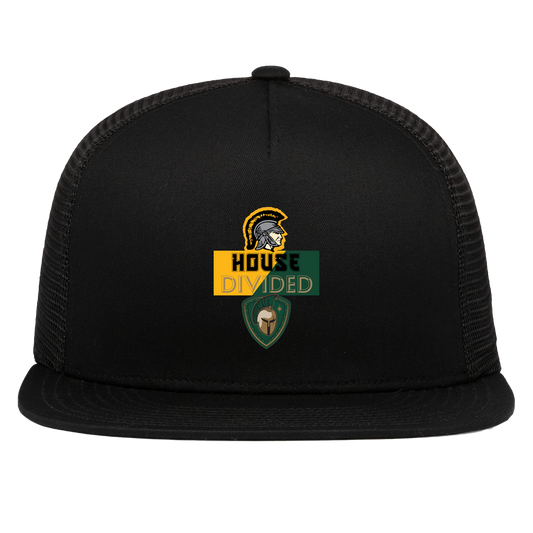 tc-united-house-divided-pacific-headwear-d-series-5-panel-trucker-snapback-cap — Black — Front — source sha256 e54cbc730d436c30c5740a734db3cb9d89886ce54b3b5e25f97f91ac4599a6f9 — Color position 1