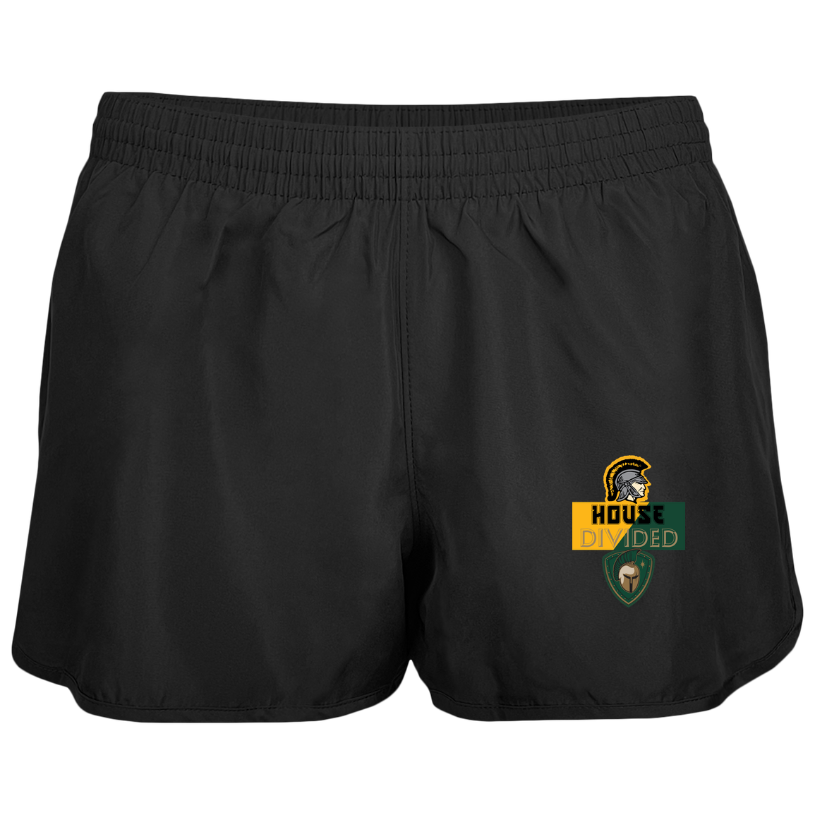 tc-united-house-divided-augusta-ladies-wayfarer-running-shorts — Black — Front — source sha256 fee13c6e569c40ccfd904ed7d86aa80faf2ead3f23a127ac933d799022f97e50 — Color position 1
