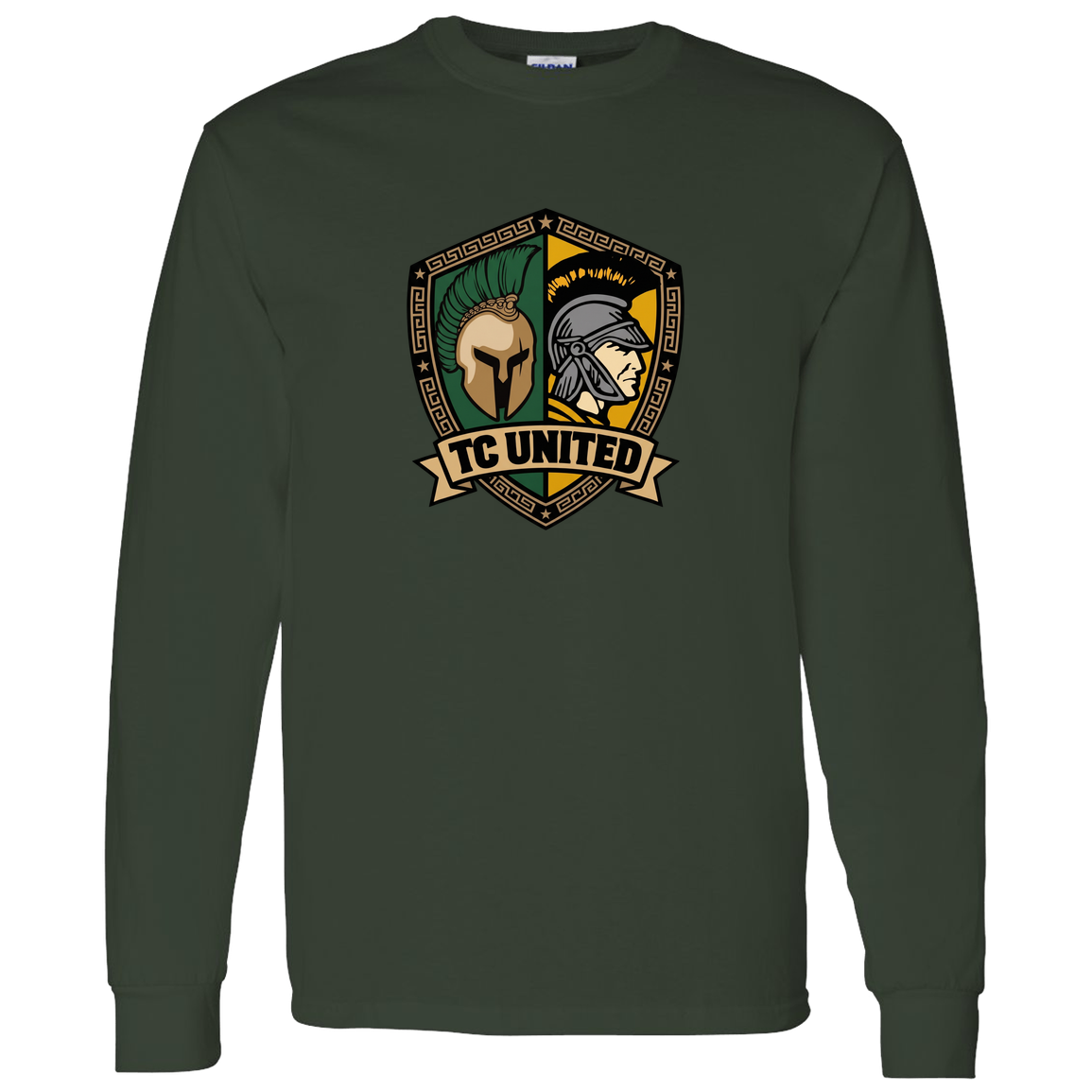 tc-united-united-crest-gildan-ls-t-shirt-5-3-oz — Forest Green — Front — source sha256 1a48e0956b4a508636cf6a6e869b3166d997d6520018831d86dd7bbea478117e — Color position 7