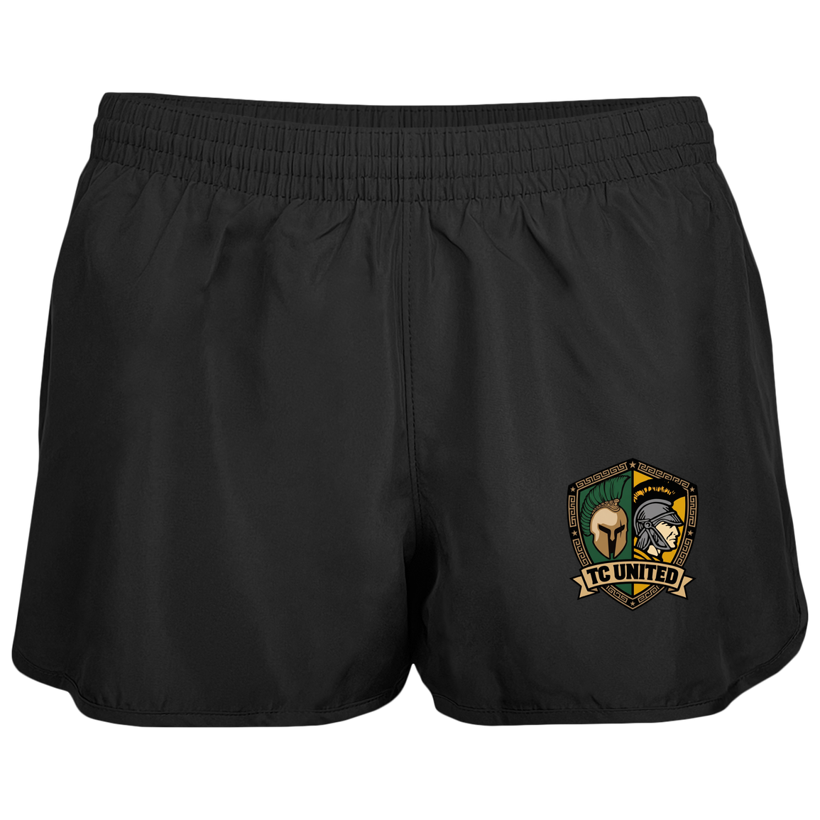 tc-united-united-crest-augusta-ladies-wayfarer-running-shorts — Black — Front — source sha256 254970d8efd2a8182dc365ff3ae53302d123283d2422bf35191973c3a895e3e1 — Color position 1