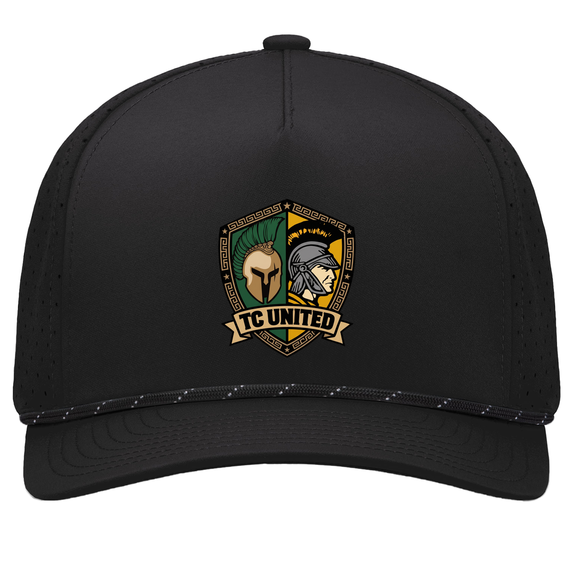 tc-united-united-crest-pacific-headwear-weekender-perforated-snapback-cap — Black/Black — Front — source sha256 256705109ef90e038f9016dd9c443a0758228dc7cec02db10a59de5600aed3ad — Color position 1