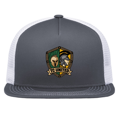 tc-united-united-crest-pacific-headwear-d-series-5-panel-trucker-snapback-cap — Graphite/White — Front — source sha256 261d2afb5320f5c5cbd54df2fe5d7e2bfbe2f92bd3476caea7e3325366ff6fe5 — Color position 4