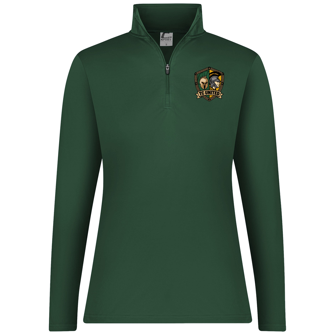 tc-united-united-crest-c2-womens-1-4-zip-pullover — Dark Green — Front — source sha256 32fd9560ca23d4e4c1dcbb87c4186f925c01597c08f1240030ac9fd9460698c9 — Color position 5