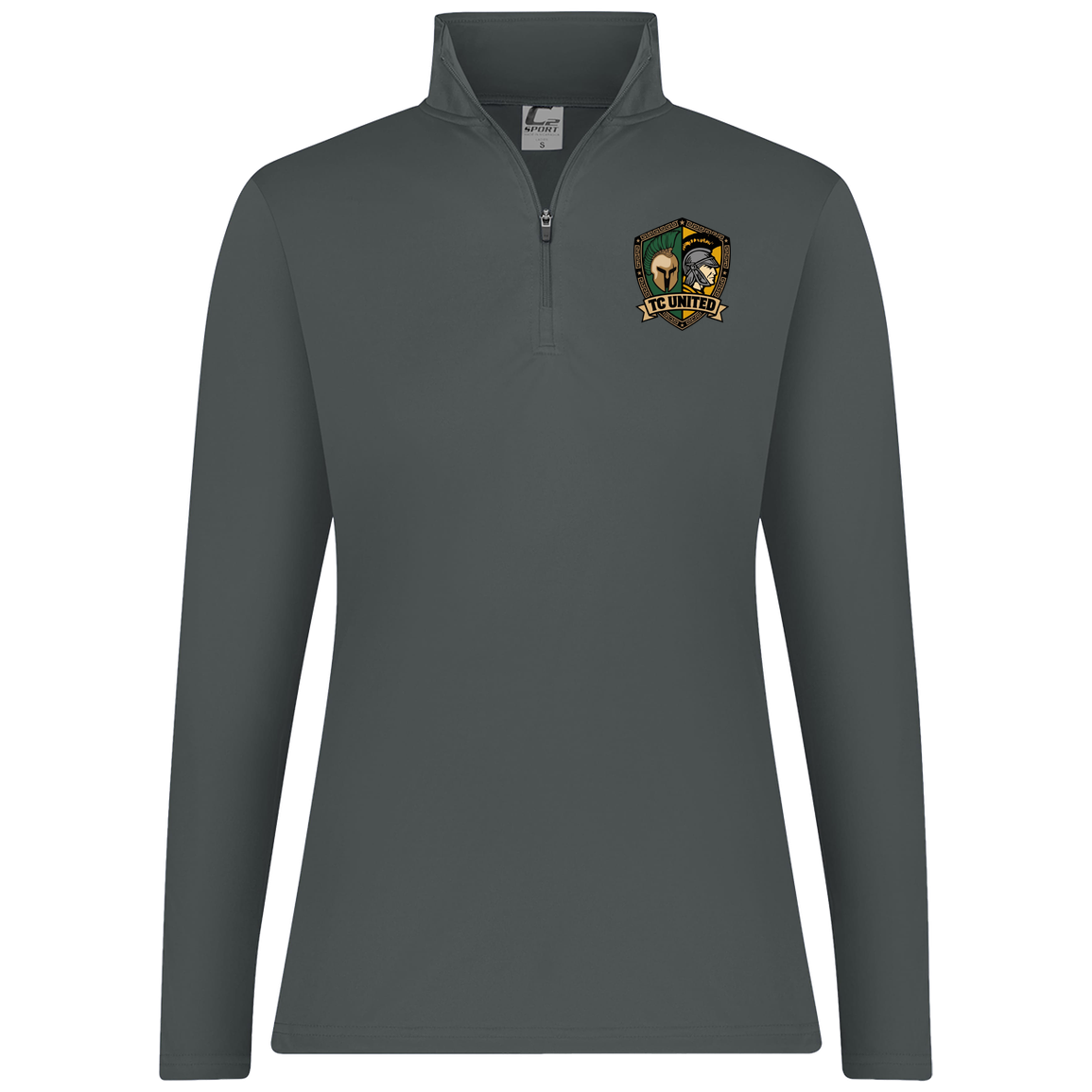 tc-united-united-crest-c2-womens-1-4-zip-pullover — Graphite — Front — source sha256 3b59cfc89b4b7bf0d86ae2d94681b3274cf796e0ebd4c909849fb7c2a7fed312 — Color position 4