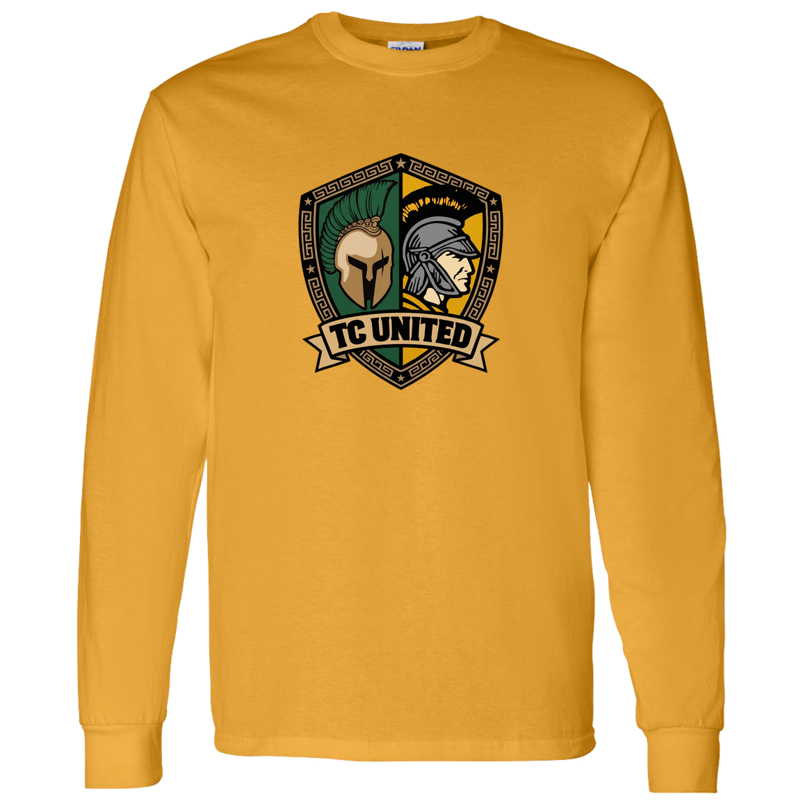 tc-united-united-crest-gildan-ls-t-shirt-5-3-oz — Gold — Front — source sha256 491f4dcd2c4eaecfa657dc983c5d2954e4dfa39ad1230d5365d76d36f876510d — Color position 6