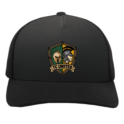 tc-united-united-crest-pacific-headwear-5-panel-trucker-snapback-cap — Black/Black — Front — source sha256 4bd8371c68aa91c20abfbb131423d3994c5e6968db3e453b6be2a0df3e09dec7 — Color position 3
