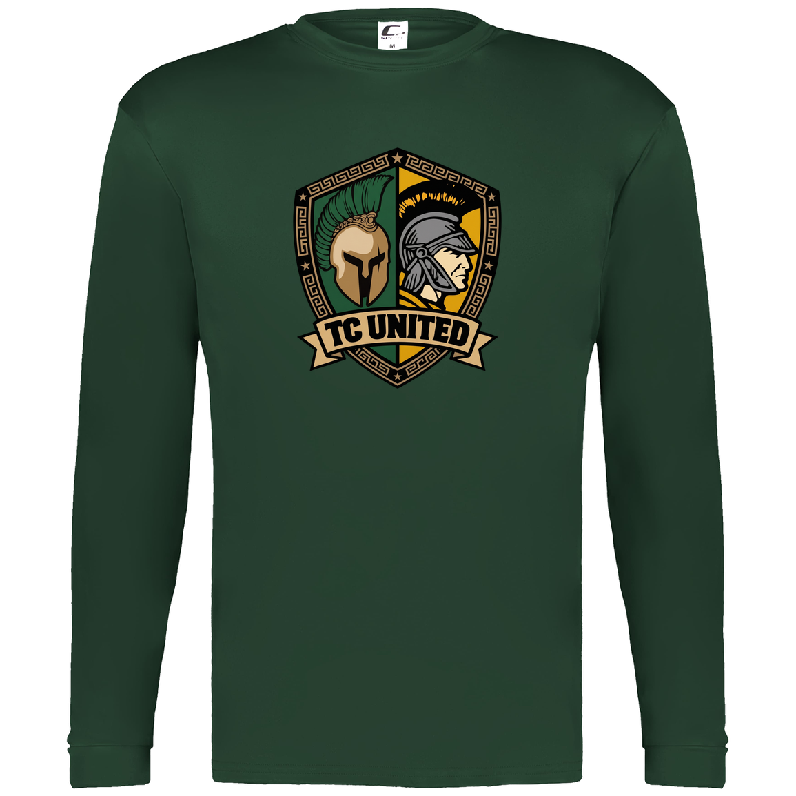 tc-united-united-crest-c2-mens-performance-long-sleeve-tee — Dark Green — Front — source sha256 4e1a7a2fdacaa5cb04789a2ec5643f87727778c58b7fe220573af8db6f80e8b7 — Color position 5