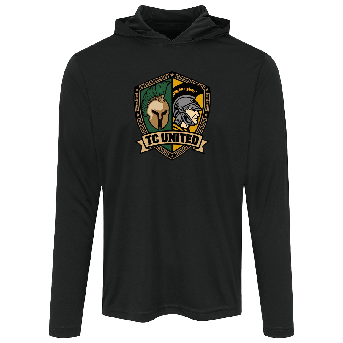 tc-united-united-crest-sport-tek-mens-competitor-hooded-tee — Black — Front — source sha256 68d3ccf37277f21ca5b29df158d031b35258d672047fcd54b3225f5b6beb12e2 — Color position 1
