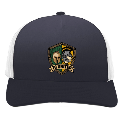 tc-united-united-crest-pacific-headwear-5-panel-trucker-snapback-cap — Navy/White — Front — source sha256 724e836c643ba267cf41a84ae755ea3891315f011951ca47a77dddaeb3a32374 — Color position 1