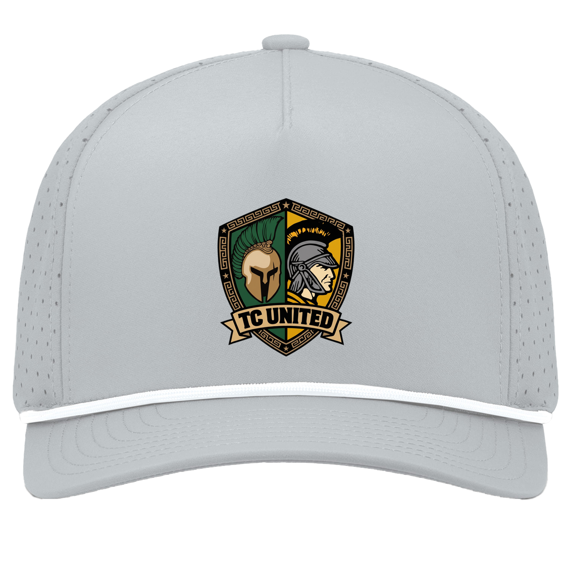 tc-united-united-crest-pacific-headwear-weekender-perforated-snapback-cap — Silver/White — Front — source sha256 77bebb3358c670acfb3fcaf2936281fa17a323cb541d340afc3b103e91159bd8 — Color position 5