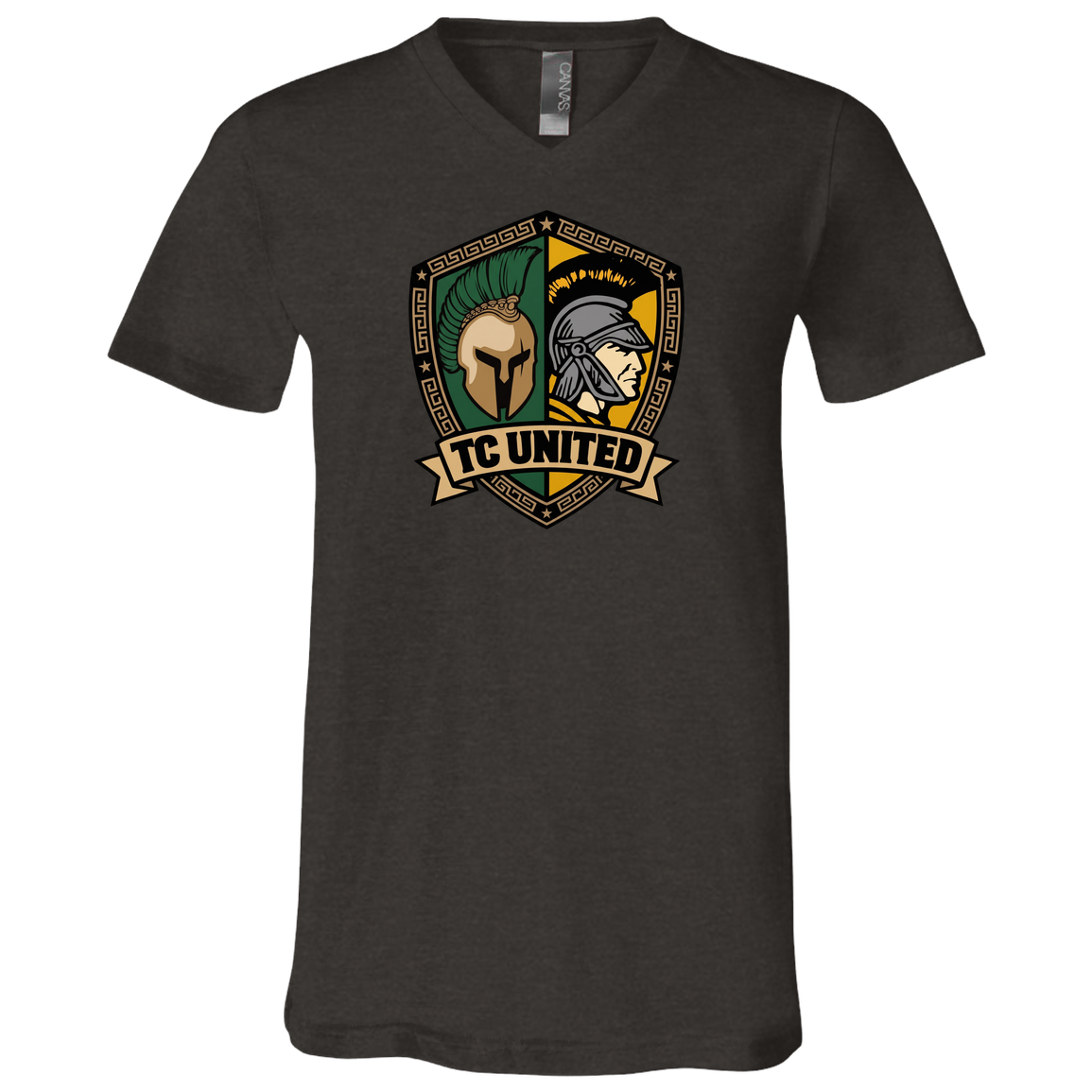tc-united-united-crest-bella-canvas-unisex-jersey-ss-v-neck-t-shirt — Dark Grey Heather — Front — source sha256 77d9cfe5318738a51574e2faced855b71b801caf88cc465f7551486704274af1 — Color position 3