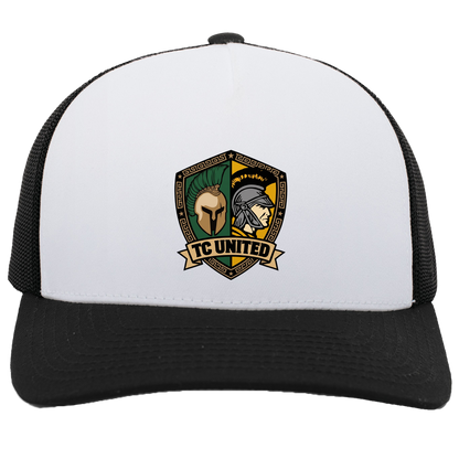 tc-united-united-crest-pacific-headwear-5-panel-trucker-snapback-cap — White/Black — Front — source sha256 78f4263fff20f6e42afe89d0e86fe7af44ad074e6b4ef3f8d230f8fc9ab46414 — Color position 4