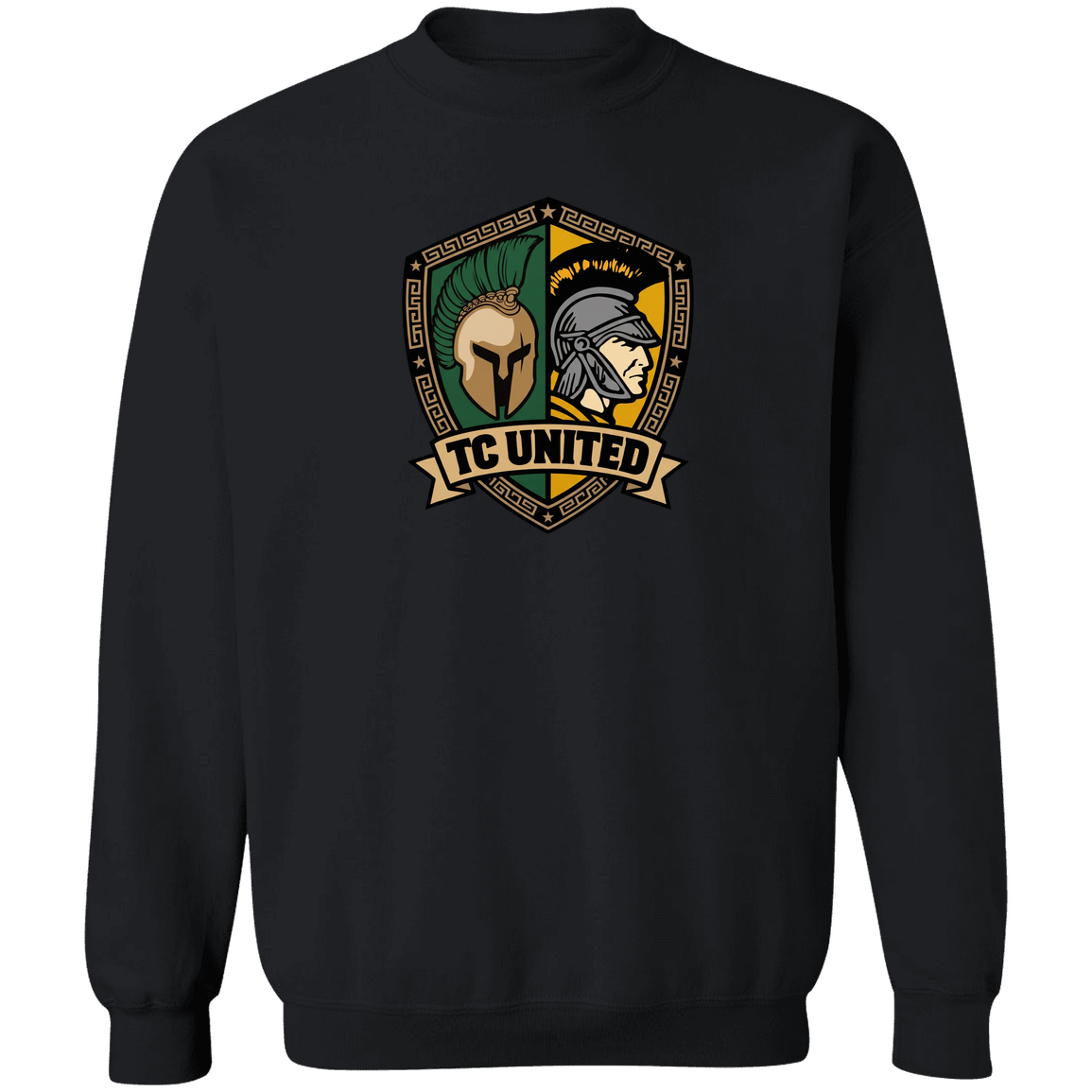 tc-united-united-crest-gildan-crewneck-pullover-sweatshirt — Black — Front — source sha256 7d25976f53bab87f20f4e6a6b93a07000353658b613baf4c6e339330c4470222 — Color position 4